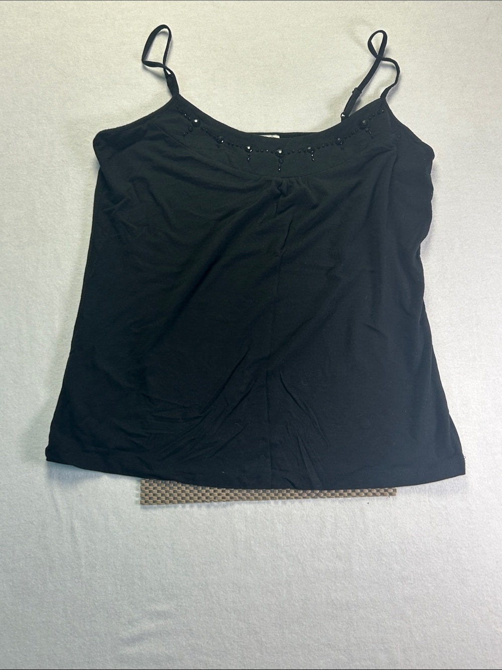 LOFT Black Beaded Spaghetti Strap Camisole